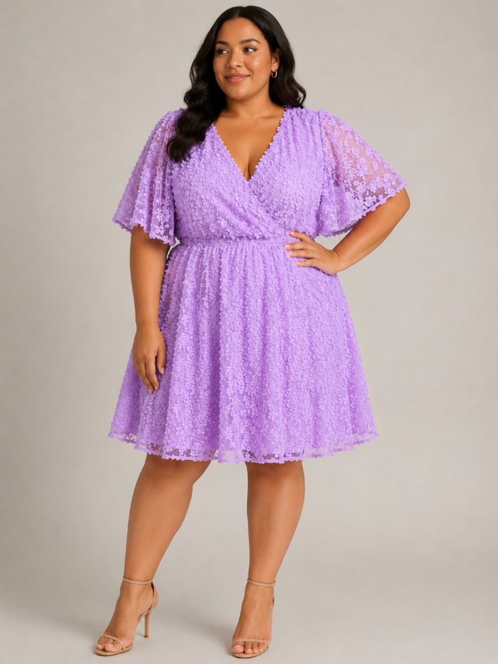 Eloquii Plus Size Size 20 Lavender 3D Floral Mini Dress